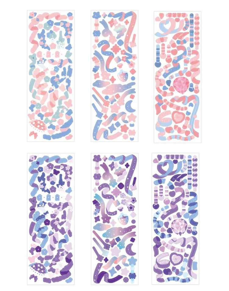 Cute Pink Purple Ribbon Stickers DIY Scrapbooking Phone Stickers Diary Album Decoration Stick Label Kawaii Stationery (Online Order Only)