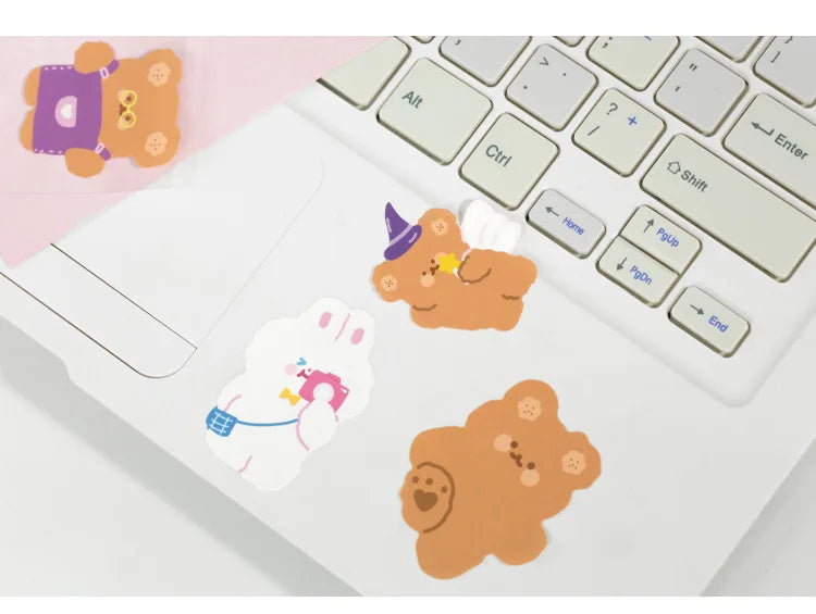 Kawaii Soft Bear Rabbit Decorative Stickers Adhesive Stickers DIY Diary Stationery Stickers Children Gift School Office Supplies (ONLINE ORDER ONLY)