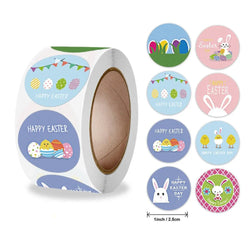 500 Pcs New Roll Cute Rabbit Easter Egg Theme Sticker Holiday Gift Decoration Sticker (ONLINE ORDER ONLY)
