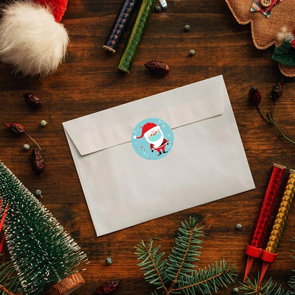 100-500PCS Merry Christmas Santa Claus Sticker Decor DIY Wrapping Gift Decoration Xmas Kids Thank You Seal Label 1inch (Online Order Only)