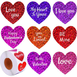 100-500pcs Sparkle Heart Stickers Red Love Scrapbooking Adhesive Stickers for Valentine's Day Wedding Decor Stationery Sticker (Online Order Only)