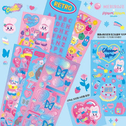 Cute Rabbit Laser Sticker Letters Decorative Stickers Idol Card Making Scrapbooking Journal Photo Album Stick Label Stationery (Online Order Only)