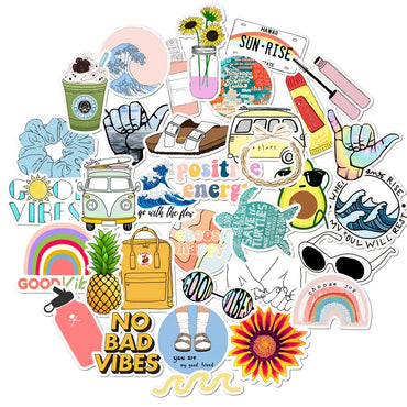 35pcs 100% Vinyl Cute Nature VSCO Girl Stickers for Water Bottles Waterproof Aesthetic Stickers for Girls Laptop Decals (ONLINE ORDER ONLY)