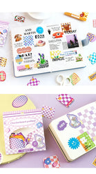 40Pcs Retro Grid Animals Decorative Stickers Scrapbooking Stick Label Diary Album Stickers Kawaii Stationery Cell Phone Stickers (ONLINE ORDER ONLY)