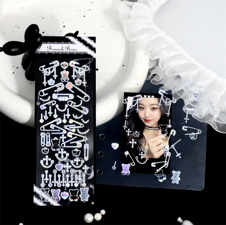 Bronzing PET Snowflake Ribbon Decoration Laser Stickers Shiny Dreamland Creative Scrapbook Handbook DIY Stationery Sticker (ONLINE ORDER ONLY)
