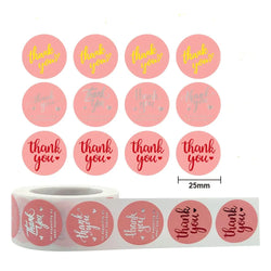 500 Pcs/roll Pink Hot Stamping Thank You Sealing Sticker Self-adhesive Film Sticker A Roll Of Various Hot Stamping Sticker (ONLINE ORDER ONLY)