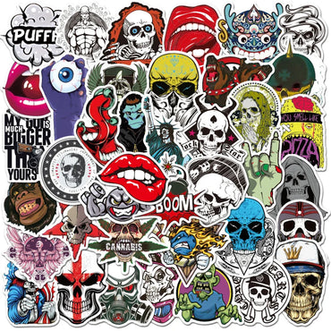 10/30/50PCS Terror Series Skull Graffiti Stickers Guitar Laptop Skateboard Luggage Phone Bike Waterproof Cool Stickers Kid Toy (Online Order Only)
