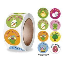 500 Pcs New Roll Cute Rabbit Easter Egg Theme Sticker Holiday Gift Decoration Sticker (ONLINE ORDER ONLY)