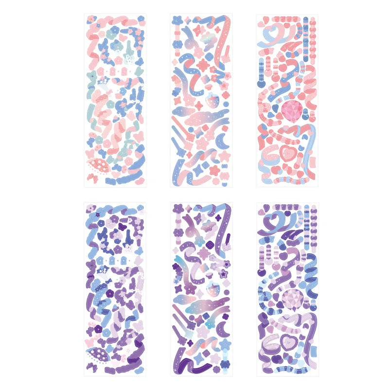 Cute Pink Purple Ribbon Stickers DIY Scrapbooking Phone Stickers Diary Album Decoration Stick Label Kawaii Stationery (Online Order Only)