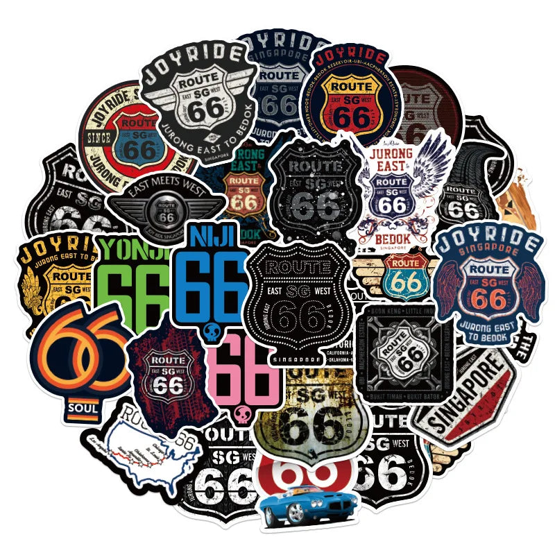 10/30/50PCS Route 66 the Main Street of America Sticker Packs (ONLINE ORDER ONLY)