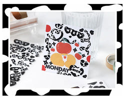 Kawaii Black White Cow Ribbon Stickers DIY Craft Scrapbooking Stick Label  Album Journal Planner Stationery Sticker (ONLINE ORDER ONLY)