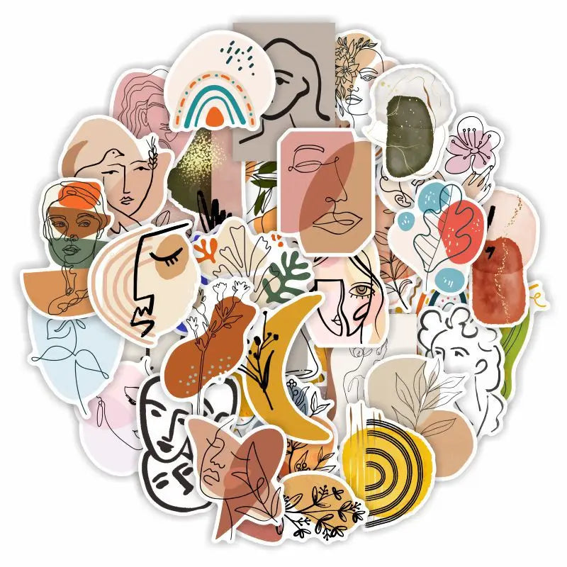 French Art Pop Stickers: Aesthetic Waterproof Decals for Phone, Laptop, Water Bottle, Scrapbook, Diary (Online Order Only)