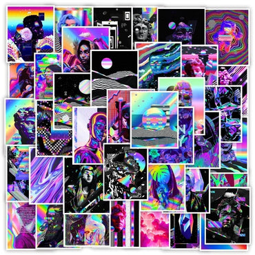 10/30/50PCS Cartoon Psychedelic Art Aesthetic Stickers Graffiti Decals Skateboard Laptop Phone Bike Car Cool Toy Sticker for Kid (ONLINE ORDER ONLY)