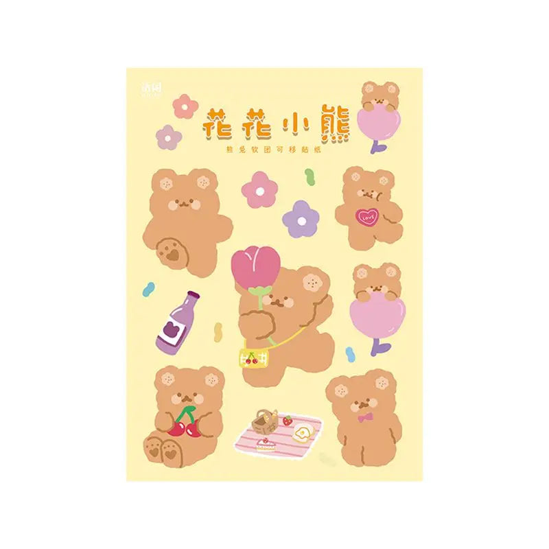 Kawaii Soft Bear Rabbit Decorative Stickers Adhesive Stickers DIY Diary Stationery Stickers Children Gift School Office Supplies (ONLINE ORDER ONLY)