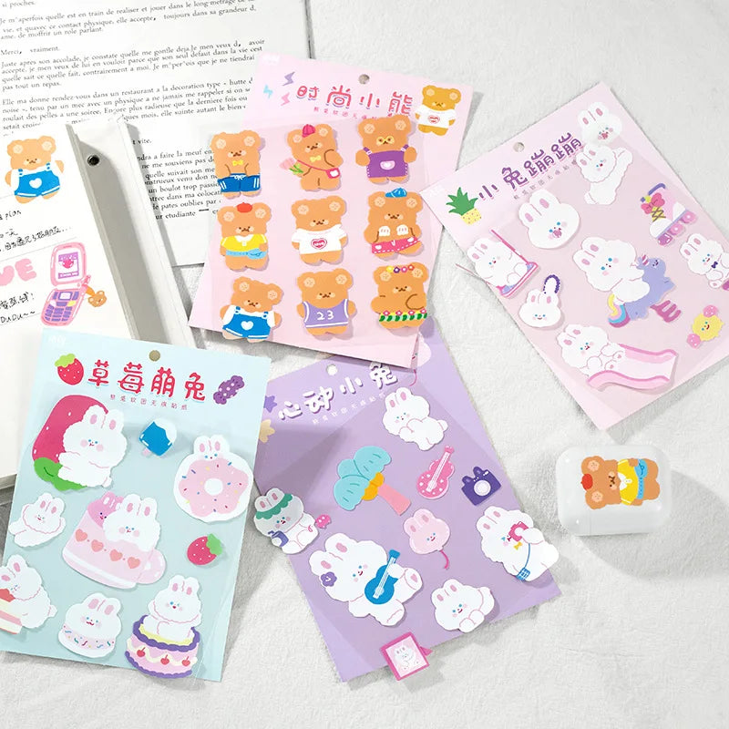 Kawaii Soft Bear Rabbit Decorative Stickers Adhesive Stickers DIY Diary Stationery Stickers Children Gift School Office Supplies (ONLINE ORDER ONLY)