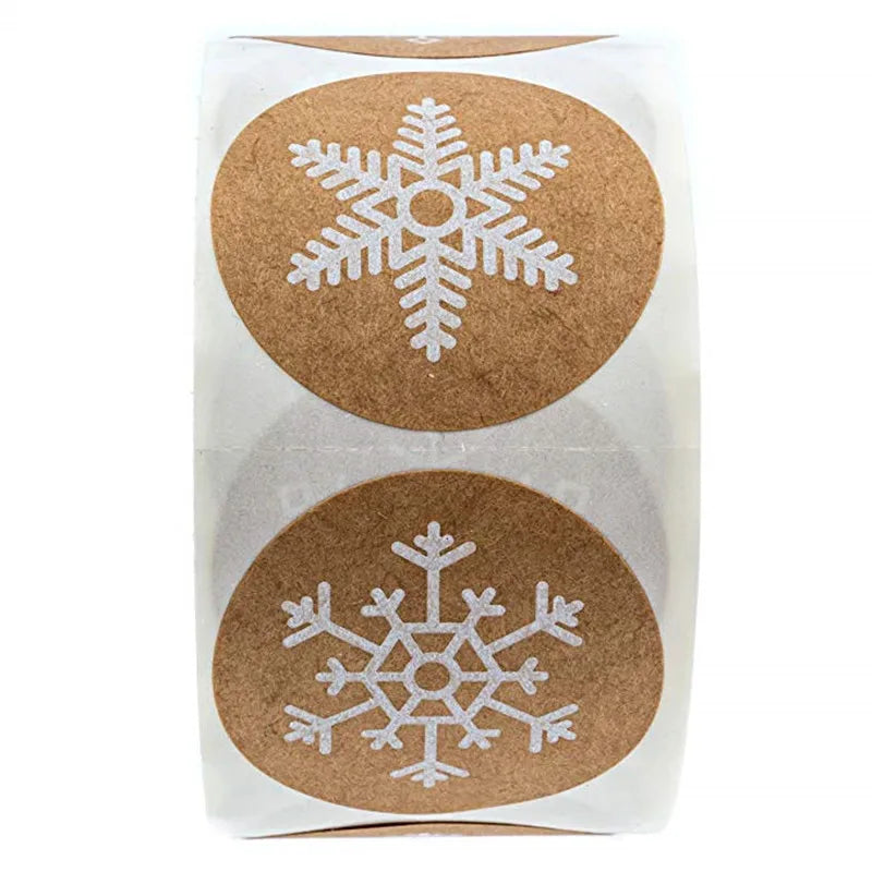 100-500pcs Color Snowflake Merry Christmas Sticker Gift Envelope Sealing Label Decoration Stationery Sticker 2.5cm (ONLINE ORDER ONLY)
