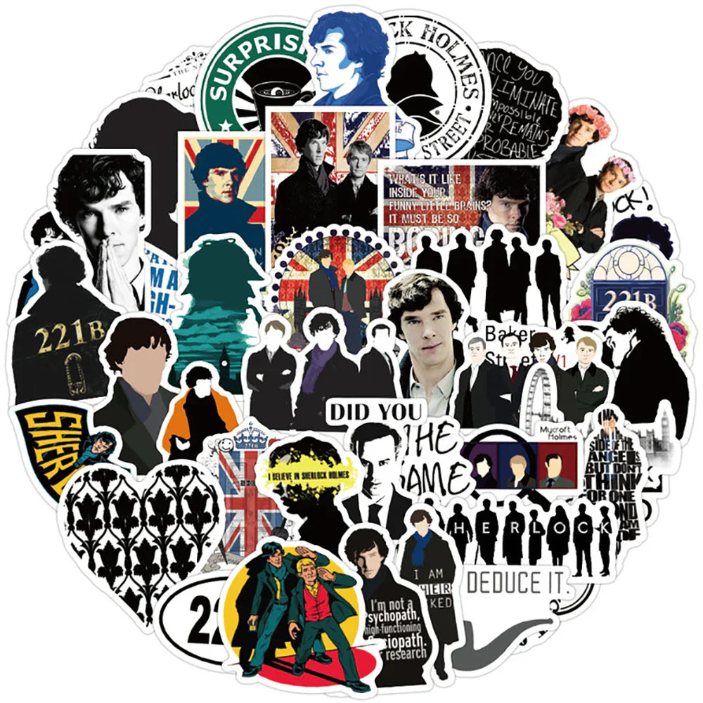 Sherlock Graffiti Stickers 50PCS Skateboard Fridge Guitar Snowboard Motorcycle Decals (Online Order Only)