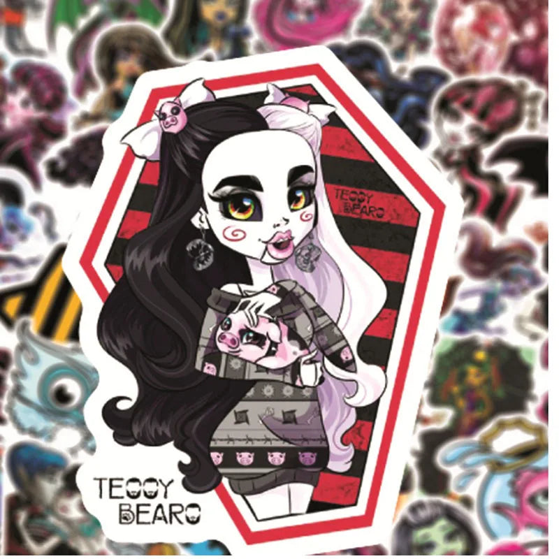 Monster High Stickers Set: Vampire, Mummy, Werewolf for Skateboard, Suitcase, Phone, Laptop (Online Order Only)