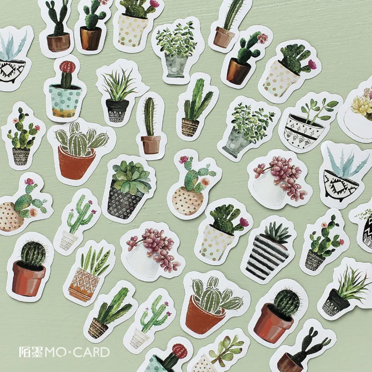 45 Pcs Cute Cactus Succulent Plants Stickers For Diy Scrapbooking Journaling Planners Craft Laptops Water Bottle Phone Cases (ONLINE ORDER ONLY)
