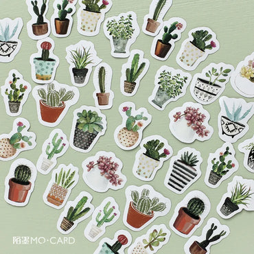 45 Pcs Cute Cactus Succulent Plants Stickers For Diy Scrapbooking Journaling Planners Craft Laptops Water Bottle Phone Cases (ONLINE ORDER ONLY)