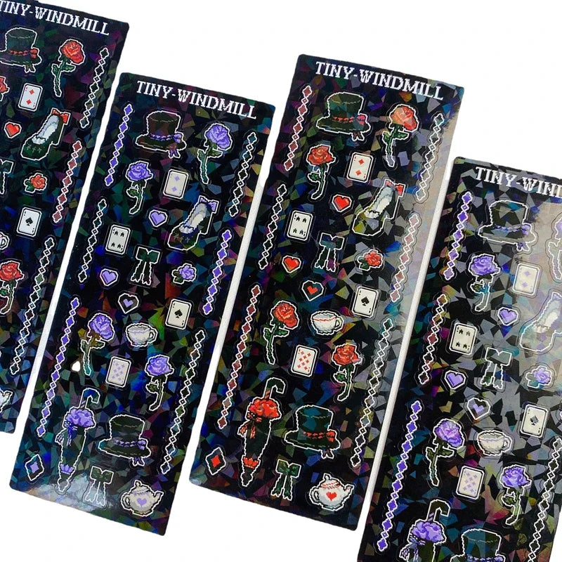 Ins Retro Rose Laser Sticker Scrapbooking Decorative Sticker DIY Diary Album Stick Label Korean Kawaii Stationery (ONLINE ORDER ONLY)
