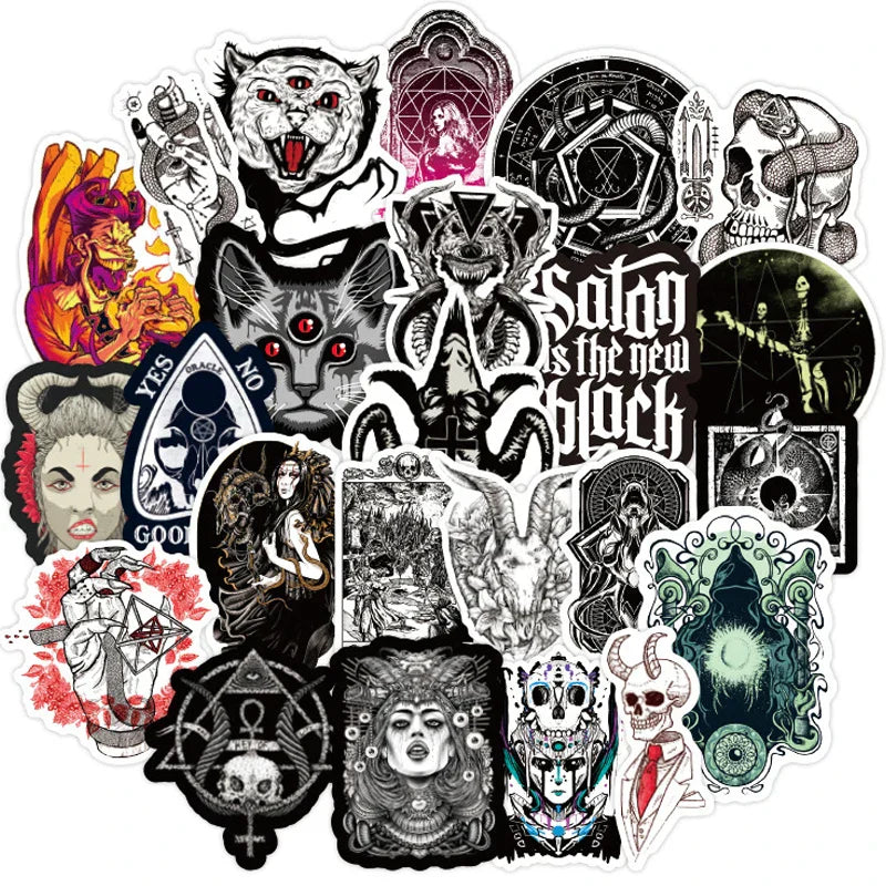 Gothic Horror Devil Witch Stickers for Skateboard, Luggage, Guitar, Laptop, Kid Toy - 10/30/50PCS (Online Order Only)