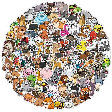 Cute Cartoon Animal Stickers for Kids - Motorcycle, Luggage, Guitar, Skateboard, Graffiti Decals (10/30/50/100PCS) (ONLINE ORDER ONLY)