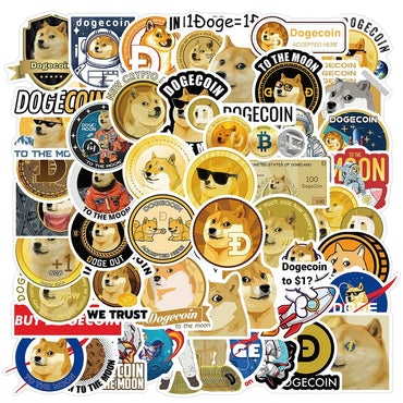 Bitcoin & Dogecoin Stickers Pack: Laptop, Motorcycle, Guitar, Phone, Car, Anime Graffiti Decals (Online Order Only)