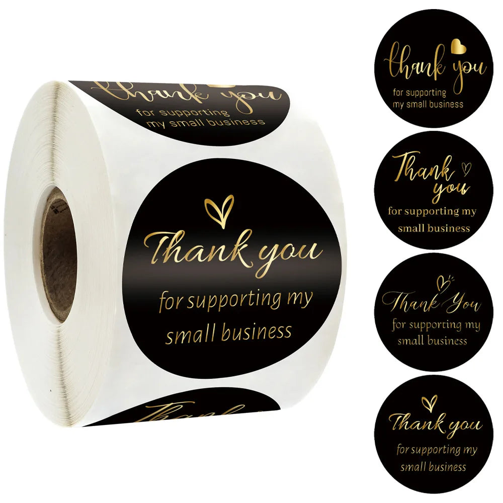 500pcs/roll Thank You Stickers Label Exquisite Design Adhesive Envelope Seals Stickers Appreciation Cards for Wedding Birthday (ONLINE ORDER ONLY)