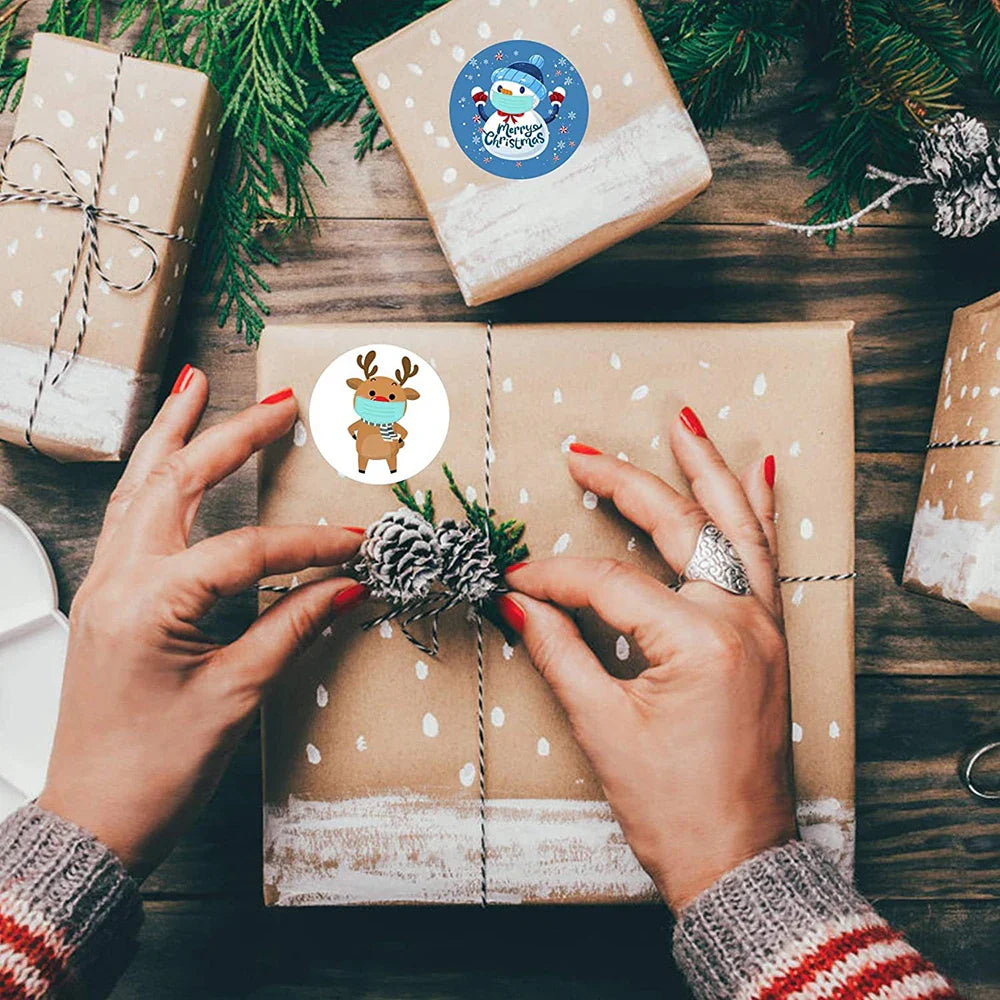 100-500PCS Merry Christmas Santa Claus Sticker Decor DIY Wrapping Gift Decoration Xmas Kids Thank You Seal Label 1inch (Online Order Only)