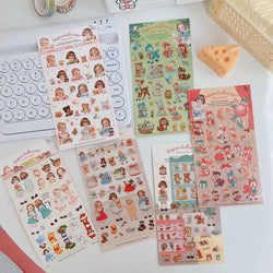 Ins Kawaii Retro Girl Sticker Scrapbooking Decorative Sticker DIY Diary Album Stick Label Korean Stationery (ONLINE ORDER ONLY)