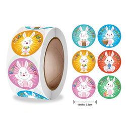 500 Pcs New Roll Cute Rabbit Easter Egg Theme Sticker Holiday Gift Decoration Sticker (ONLINE ORDER ONLY)