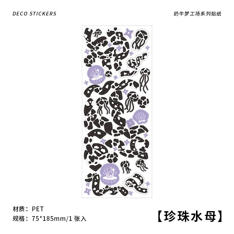 Kawaii Black White Cow Ribbon Stickers DIY Craft Scrapbooking Stick Label  Album Journal Planner Stationery Sticker (ONLINE ORDER ONLY)