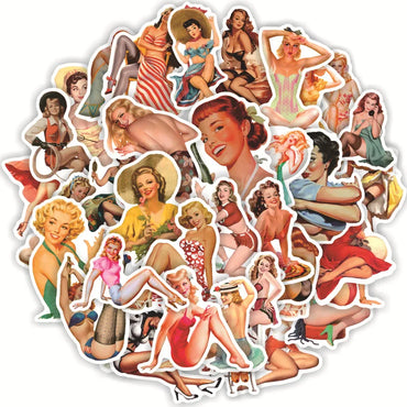 10/30/50pcs Retro Sexy  Pin Up Girl Stickers DIY Skateboard Car Bike Phone Notebook Laptop Luggage Waterproof Kids Sticker Toy (ONLINE ORDER ONLY)