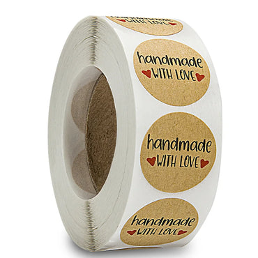 100-500pcs Kraft Paper Sticker Handmade With Love Round Adhesive Labels Baking Wedding Decoration Party Decoration Stickers (ONLINE ORDER ONLY)
