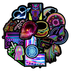10/30/50/100PCS Cartoon Neon Light Graffiti Stickers Aesthetic Car Skateboard Laptop Phone Bike Cool Toy Decal Sticker for Kids (Online Order Only)