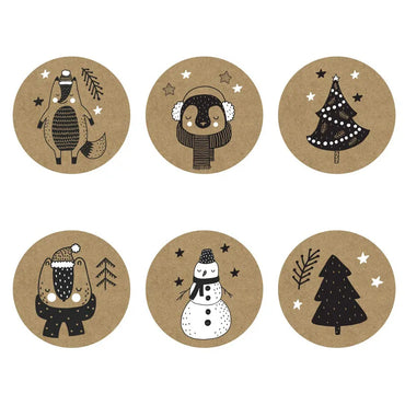 100-500pcs 6 Designs 1 Inch Christmas Theme Seal Labels Stickers For DIY Gift Baking Package Envelope Stationery Decoration (ONLINE ORDER ONLY)
