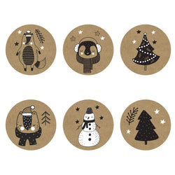 2020 New Christmas Stickers 100-500pcs Christmas Tags/Happy Holidays with 6 snowmen Sticker label (ONLINE ORDER ONLY)