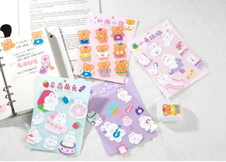 Kawaii Soft Bear Rabbit Decorative Stickers Adhesive Stickers DIY Diary Stationery Stickers Children Gift School Office Supplies (ONLINE ORDER ONLY)