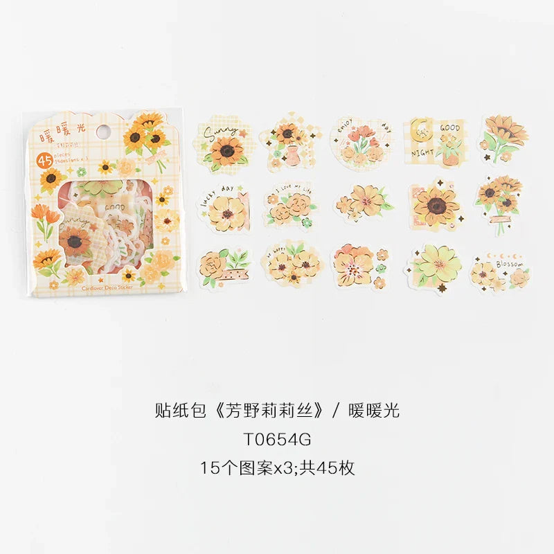 45pcs/lot Garden Story Series Stickers Scrapbooking Decorative Sticker DIY Diary Album Stick Label School Stationery Gift (ONLINE ORDER ONLY)