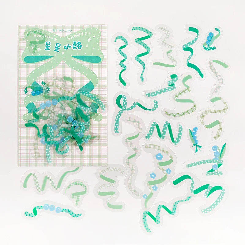 40Pcs/pack Heart Ribbon Series Stickers Hand Account Scrapbooking Decorative Sticker Korean DIY Material Stickers Stationery (ONLINE ORDER ONLY)