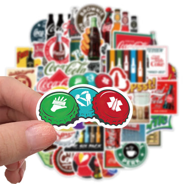 10/30/50Pcs Retro Cartoon Cola Bottle Stickers For Fans Laptop Graffiti Suitcase Waterproof Decoration Toy Decal (ONLINE ORDER ONLY)