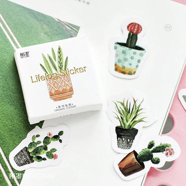 45 Pcs Cute Cactus Succulent Plants Stickers For Diy Scrapbooking Journaling Planners Craft Laptops Water Bottle Phone Cases (ONLINE ORDER ONLY)