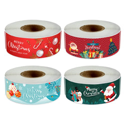 120pcs/roll Merry Christmas Stickers Cute Santa Claus Xmas Tree Thank You Labels For Gift Box Present Sealing Package Decoration (Online Order Only)
