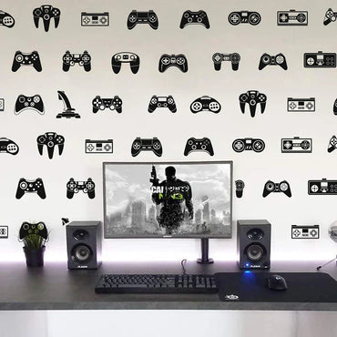 39Pcs Video Game Constroller Joysticker Wall Sticker Playroom Kids Room Gaming Zone Gamer Xbox Ps Wall Decal Bedroom Vinyl Decor (ONLINE ORDER ONLY)