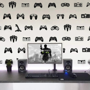 39Pcs Video Game Constroller Joysticker Wall Sticker Playroom Kids Room Gaming Zone Gamer Xbox Ps Wall Decal Bedroom Vinyl Decor (ONLINE ORDER ONLY)