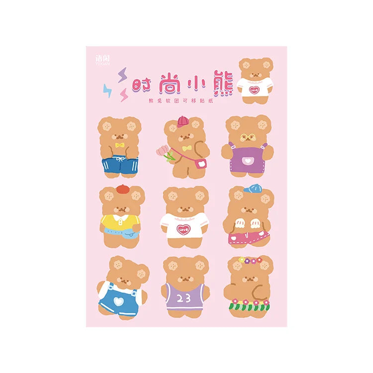 Kawaii Soft Bear Rabbit Decorative Stickers Adhesive Stickers DIY Diary Stationery Stickers Children Gift School Office Supplies (ONLINE ORDER ONLY)