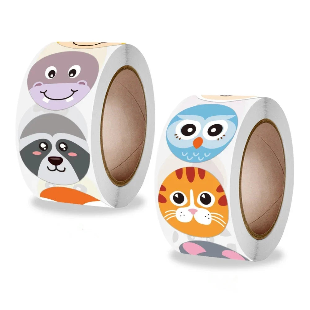 Stickers 500pcs/roll Children's Cute Animal Stickers Teacher Reward Encourage Students Thank You Stickers (ONLINE ORDER ONLY)