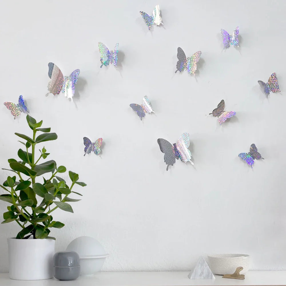3D Glitter Butterfly Wall Stickers Set - Kids Room & Wedding Decor (Online Order Only)