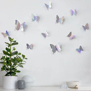 3D Glitter Butterfly Wall Stickers Set - Kids Room & Wedding Decor (Online Order Only)